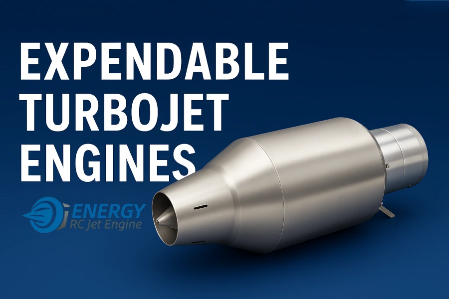 Expendable turbojet engine for UAV platforms and high-speed aerial test applications manufactured by Energy RCJetEngine