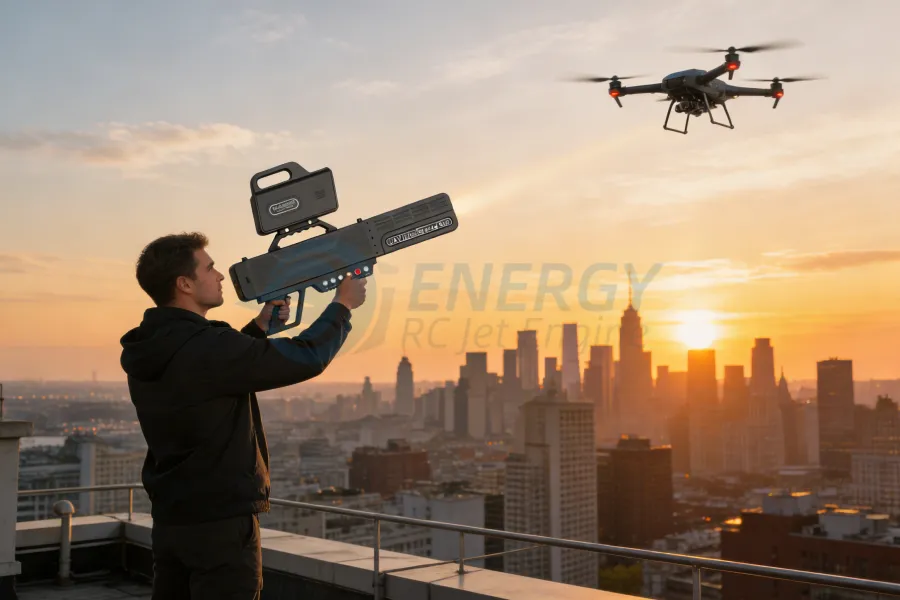 Drone Jammer Gun handheld integrated counter-drone system for UAV detection, jamming, and electronic countermeasures, customizable for wholesale and global security applications – Energy RCJetEngine