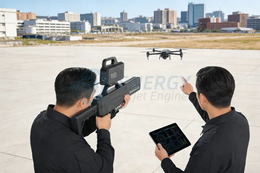 Integrated drone jammer gun with UAV detection and deception capability, handheld counter-UAV system for electronic countermeasures, customizable for wholesale and global security applications – Energy RCJetEngine