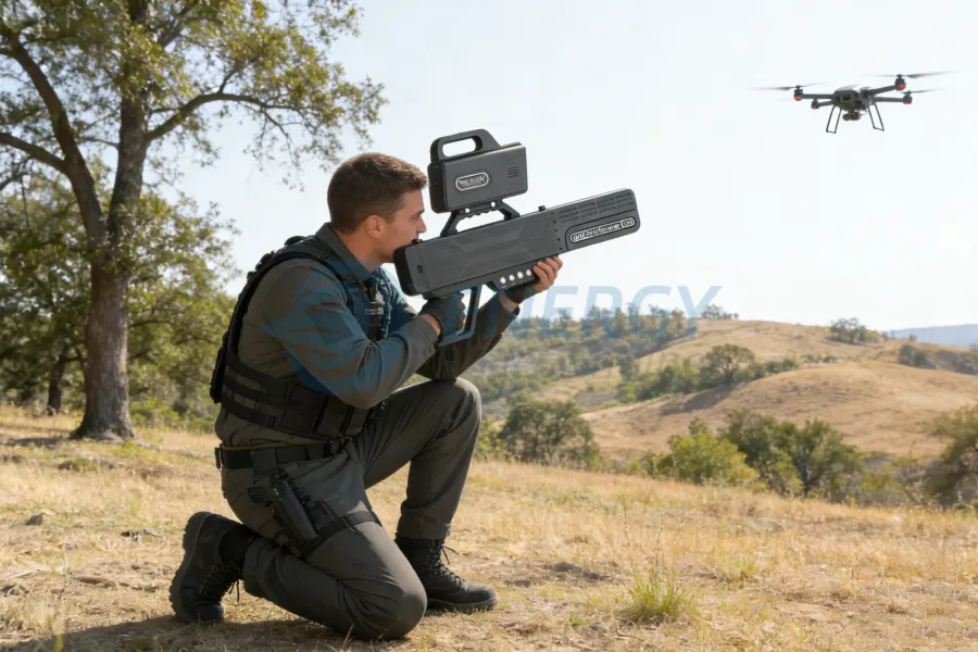 Portable drone jammer gun for UAV interference and control suppression, handheld counter-UAV system with electronic countermeasures, customizable for wholesale and global security applications – Energy RCJetEngine